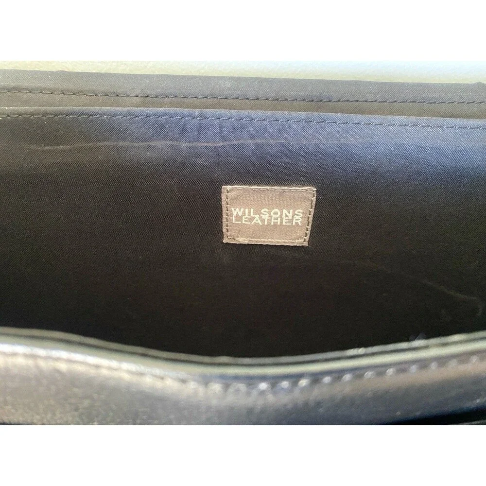 Wilson Black Leather Satchel Messenger Bag Laptop Computer Commute MINT